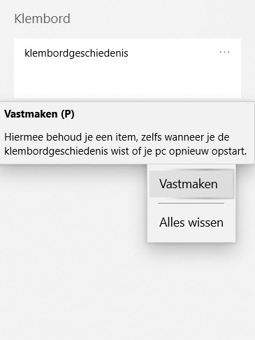 klembordgeschiedenis vastmaken